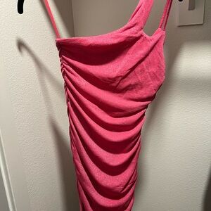 Superdown Sparkling Pink Ruched Dress